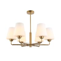 ABBEY: Interior Traditional 6 Lamps Opal Glass Pendant Lights
