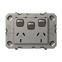 Legrand Arteor 770 Series 10A 2 Gang Horizontal Double Power Point with Extra Switch Magnesium