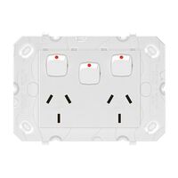 Legrand Arteor 770 Series 10A 2 Gang Horizontal Double Power Point with Extra Switch White