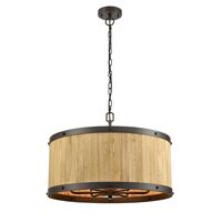 BARRIQUE: Retro Interior Large Drum Wood Pendant Lights