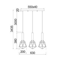 BLACKBAND & WHITEBAND Pendant Light 3x Bird Cage With Bar Base