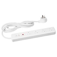 HPM General Purpose Master Switch 4 Outlet 375J Surge Protection Powerboard White