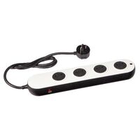 Powerboard - Child-safe 10A 2400W 4 outlets white overload protection 0.9m lead 900J surge