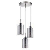 ESPEJO1: Interior Iron & Chrome Oblong Glass with Line Effect Pendant Lights