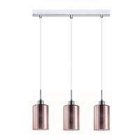ESPEJO2: Interior Iron & Rose Gold Oblong Glass with Line Effect Pendant Lights