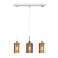 ESPEJO2: Interior Iron & Rose Gold Oblong Glass with Line Effect Pendant Lights
