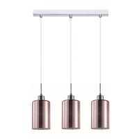 ESPEJO4: Interior Iron & Rose Gold Oblong Glass with Dotted Effect Pendant Lights