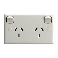HPM Standard 10A Double Power Point with Safety Shutters White