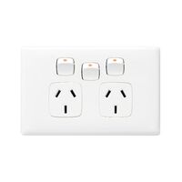 HPM Linea Horizontal Double Power Point with Extra Switch White