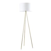 JAMBES: Drum Shade with Antique Brass Tripod Floor Lamps