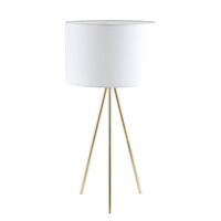 JAMBES: Drum Shade with Antique Brass Tripod Table Lamps