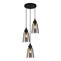 JEREZ: Bronze Amber/ Smokey Black Ellipse Glass Flat Top Pendant Lights