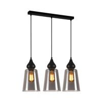 JEREZ: Bronze Amber/ Smokey Black Ellipse Glass Flat Top Pendant Lights