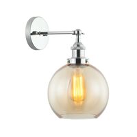 PESINI: Interior Swing Arm Glass with Antique Brass/ Chrome Highlight Wall Lights