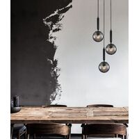 TRATTINO: Interior Bronze Amber / Smokey Black Spherical Glass Multiple Round Base Pendant Lights