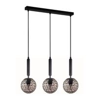 TRATTINO: Interior Bronze Amber /Smokey Black Spherical Glass Multiple Bar Base Pendant Lights