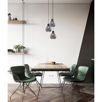 TULIP: Interior Bronze Amber / Smokey Black Wine Glass Ribbed Multiple Round Base Pendant Lights