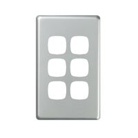 HPM Excel 6 Gang Switch Coverplate Matt Silver