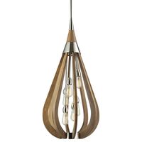 BONITO: Rustic Large Taupe / Winter Moss Wood Tear Drop Pendant Light