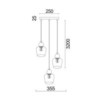 CHAMPAN: Interior Bronze Amber / Smokey Black Glass Ellipse Multiple Round Base Pendant Lights