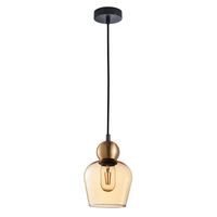 CHAMPAN: Interior Bronze Amber / Smokey Black Glass Ellipse Pendant Lights