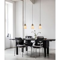 CHAMPAN: Interior Bronze Amber / Smokey Black Glass Ellipse Pendant Lights