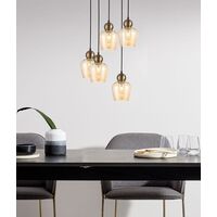 CHAMPAN: Interior Bronze Amber / Smokey Black Glass Ellipse Pendant Lights