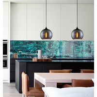 CHUVA: Smokey Black Mirror Finish Glass with Rain Drop Effect Wine Glass Shape Pendant Light