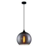 CHUVA: Smokey Black Mirror Finish Glass with Rain Drop Effect Wine Glass Shape Pendant Light