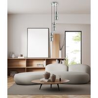 CLESSIDRA:  Interior Mirror Finish Smokey Black / Opal Glass Ellipse Multiple Round Base Pendant Lights