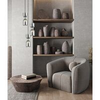 CLESSIDRA:  Interior Mirror Finish Smokey Black / Opal Glass Ellipse Multiple Round Base Pendant Lights