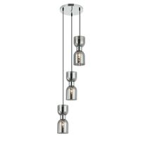 CLESSIDRA:  Interior Mirror Finish Smokey Black / Opal Glass Ellipse Multiple Round Base Pendant Lights