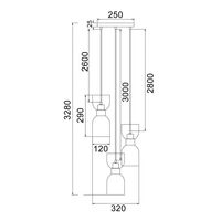 CLESSIDRA:  Interior Mirror Finish Smokey Black / Opal Glass Ellipse Multiple Round Base Pendant Lights