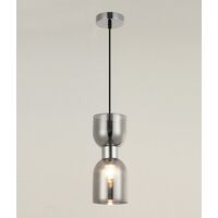 CLESSIDRA: Interior Mirror Finish Smokey Black / Opal Glass Ellipse Pendant Lights