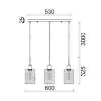 ESPEJO1: Interior Iron & Chrome Oblong Glass with Line Effect Pendant Lights