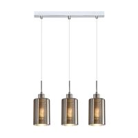 ESPEJO1: Interior Iron & Chrome Oblong Glass with Line Effect Pendant Lights