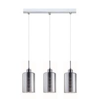 ESPEJO1: Interior Iron & Chrome Oblong Glass with Line Effect Pendant Lights