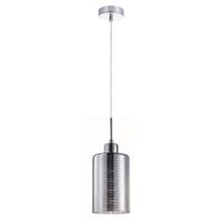 ESPEJO1: Interior Iron & Chrome Oblong Glass with Line Effect Pendant Lights