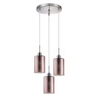 ESPEJO2: Interior Iron & Rose Gold Oblong Glass with Line Effect Pendant Lights