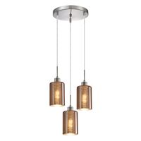 ESPEJO2: Interior Iron & Rose Gold Oblong Glass with Line Effect Pendant Lights