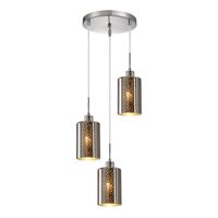 ESPEJO3: Interior Iron & Chrome Oblong Glass with Dotted Effect Pendant Lights