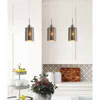 ESPEJO3: Interior Iron & Chrome Oblong Glass with Dotted Effect Pendant Lights