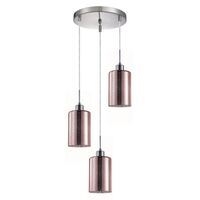 ESPEJO4: Interior Iron & Rose Gold Oblong Glass with Dotted Effect Pendant Lights