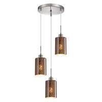 ESPEJO4: Interior Iron & Rose Gold Oblong Glass with Dotted Effect Pendant Lights