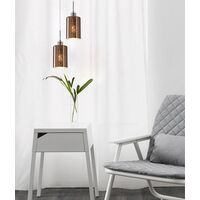 ESPEJO4: Interior Iron & Rose Gold Oblong Glass with Dotted Effect Pendant Lights