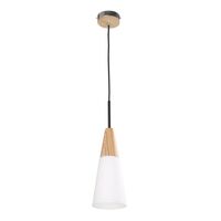 FINN: Scandinavian Blonde Wood & Opal Glass Long Cone Pendant Light