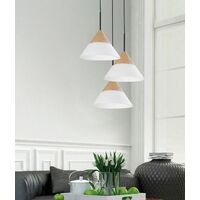 FINN: Scandinavian Blonde Wood & Opal Glass Wide Cone Pendant Light