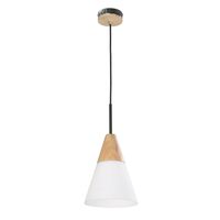 FINN: Scandinavian Blonde Wood & Opal Glass Medium Cone Pendant Light