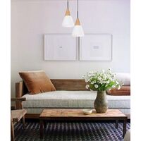 FINN: Scandinavian Blonde Wood & Opal Glass Medium Cone Pendant Light