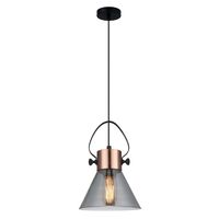 FUMOSO: Retro Smokey Black Mirror Finish Glass Cone Shape Pendant Light